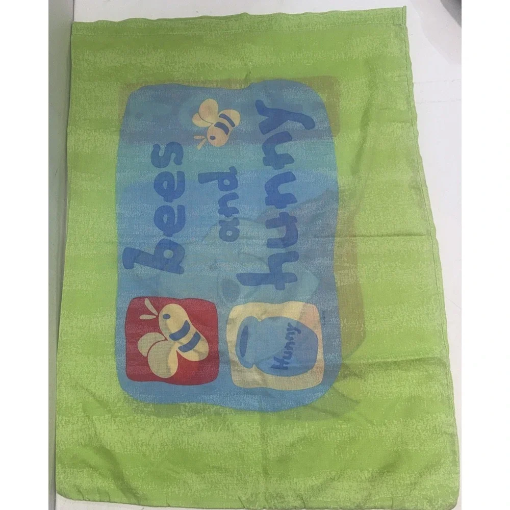 Vintage 90s Disney Winnie the Pooh Green Bees & Honey Reversible Pillowcase